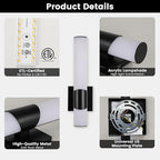 Black Wall Sconces Set of Two 15 Inch Modern Bathroom Sconces with Acrylic Shades LED Hardwired Sconce Wall Lighting Fixtures for Living Room Bedroom Hallway, 2 Pack