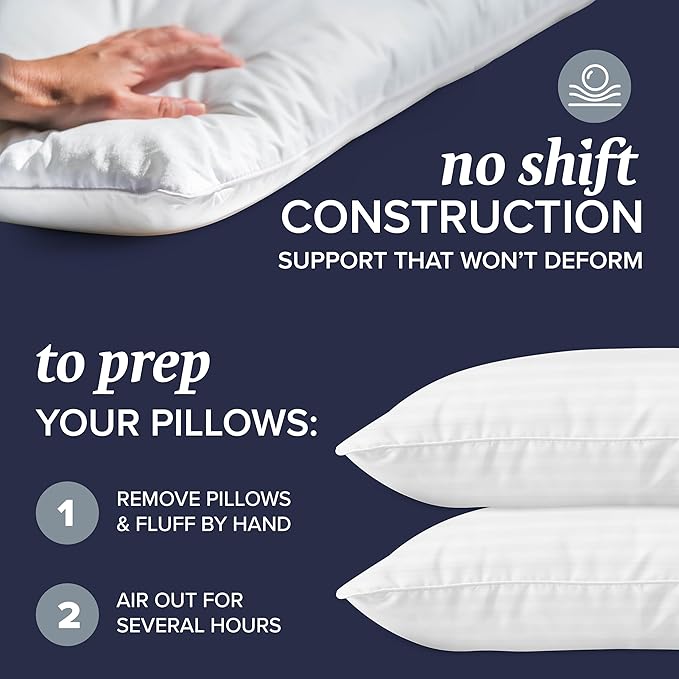 Beckham Hotel Collection Bed Pillows with Cooling Pillowcases for Hot Sleepers, Queen Size Sets of 2, Soft Down Alternative Pillow for Sleeping, Envelope Cases, White