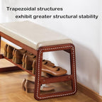 Shoe Rack Bench, Solid Wood Entryway Bench, Shoe Storage with Cushion Seat for Entry, Hallway (Beige-21.65")