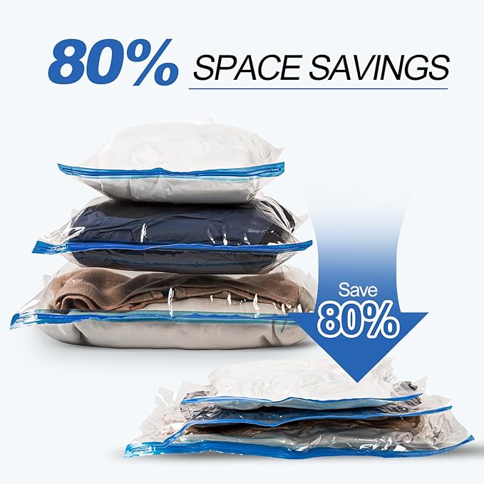 VMstr Vacuum Storage Bags with USB Electric Pump, 6 Pack Carry-on Size Space Saver for Clothes and Clothing Travel, Compression Bags for Clothes