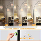 DLLT Modern Floor Lamp for Room: 3-Light Black Tree Dimmable Floor Lamps with Gray Shades for Living Room - Arc Standing Lamp for Bedroom - Tall Floor Lamp for Office Corner 3 LED Bulbs Included