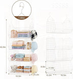 4 Tier Extra Large Hanging Closet Organizer,Closet Organizer Hanging with 5 S Hooks 4 Dividers,Clothes Organizer Clothing Sweaters Clutches Handbags Hats Accessories-White