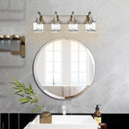 Brushed Nickel Bathroom Light Fixtures, 4 -Light Vanity Lighting Fixture Over Mirror with Clear Glass Shade Wall Sconce Lighting for Mirror Kitchen Living Room Bedroom Hallway