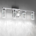 SineRise 4-Light Brushed Nickel Vanity Light with 3 Color Modes (3000K/4000K/6000K), Eye Protection LED Bathroom Light Fixture, Dimmable Modern Wall Light Over Mirror with Clear Glass Shade