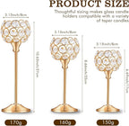 Crystal Metal Tealight Candlestick, Bling Bowl Candelabras, Tall Crystal Candle Holders Elegant Candle Centerpiece for Dining Table Wedding Home Mantel Decor(Golden, 4Sets(12 Pcs))