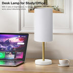 Dicoool Tall Bedside Table lamp for Bedroom - Luxury Marble Base & 3 Color Temperatures Bedside Lamps with USB Ports, Pull Chain Gold Table Lamps, White Nightstand Lamps for Living Room/Guest Room