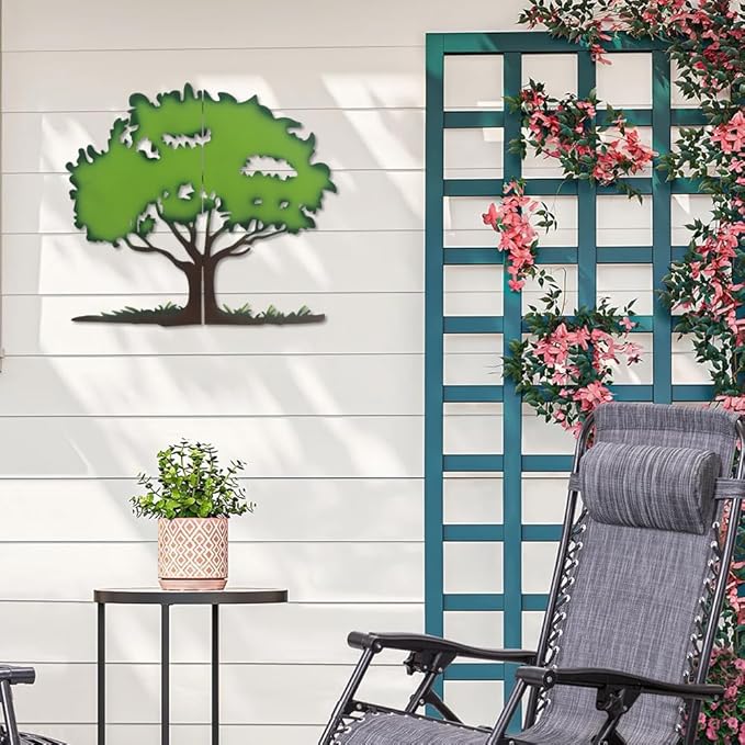 viterlight Metal Wall Art, Hanging Wall Decor Living Room, Tree of Life Colorful Wall Art, Decorative Wall Sculptures for Indoor, Outdoor(23.6" W*21" H)