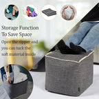 Louis Donné Geometric Unstuffed Pouf Cover Cotton Poufs with White Piping Contact Stiching Footstool Rest Soft Handwoven 17x17in Bean Bag Chair for Room Seating Home Decor ONLY Cover(Dark Grey)