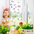 Flower Window Clings for Glass Windows Butterfly, 132pcs Fall Window Clings Summer Easter Spring Winter Decorations, 9 Sheets Floral Window Stickers Decals for Home Office Indoor Clearance