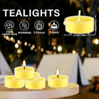 4-Hour 50Pack Citronella Tealight Candles, Outdoor and Indoor Summer Scented Candle,Natural Soy Wax Candle for Home Patio Garden Yard Balcony,BBQ Birthday Emergency