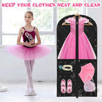 Windyun 10 Pack Garment Bags for Dance Costumes Kids 40 Inch Bags Hanging Clothes with 3 Clear Zipper Pocket Waterproof Garment Cover for Dance Competition, Travel, Closet Storage (Translucent Black)