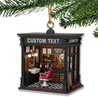 Personalized Barber Shop Christmas Ornament 2025, Custom Name Hair Salon Decor, 2D Flat Acrylic Xmas Tree Decoration, for Barber & Stylist