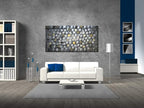 MyArton Large Thick Abstract Dark Silver add Golden Square Wall Art Hand Painted Artwork Textured Oil Painting on Canvas Framed Ready to Hang 60x30inch