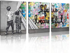 Novatique Modern Graffiti Wall Art Banksy Wall Art Abstract Poster Print Wall Decor Classic Street Painting Graffiti Art for Living Room Bedroom,12" x 16" x 3Pcs