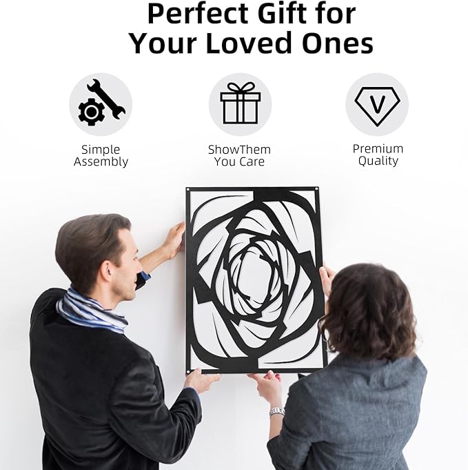 4 Pieces Black Abstract Metal Wall Art, Modern Minimalist Matte Wall Decor, 3D Textured Wall Sculptures, Black and White Wall Art for Living Room Bedroom Bathroom Study Office (15.7 x 10.6inch) (Abstract)