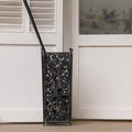 Vintage Metal Umbrella Holder Decorative Flower Design Square Umbrella Stands Entryway Organizer Bucket for Home/Office/Farmhouse - Holds Multiple Umbrellas, Walking Sticks & Canes (Black)