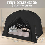 Bed Tents for Kids and Adult, Portable 100% Breathable and 93% Blackout Toddler Dream Play Tent, 3 Doors Big Privacy Space Sleeping Canopy for Floor or Twin Full Queen Sizes Bed (Black, Twin-Size)