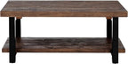 Alaterre Furniture Pomona Rustic Coffee Table with Storage Shelf - 42-Inch Industrial Modern Metal and Solid Wood Living Room Table - Easy Assembly Farmhouse Living Room Furniture (Rustic Natural)