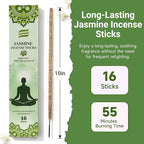 Jasmine Incense Sticks Natural - 16 Sticks Handcrafted Jasmine Sticks for Relaxation, Meditation, Yoga, Spiritual Purification & Home Ambiance | inciensos aromaticos para la casa