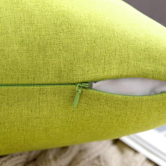 MIULEE Pack of 2 Decorative Outdoor Solid Waterproof Throw Pillow Covers Spring Faux Linen Garden Farmhouse Cushion Cases for Summer Patio Tent Balcony Couch Sofa 20x12 Inch Green