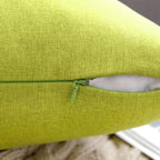 MIULEE Pack of 2 Decorative Outdoor Solid Waterproof Throw Pillow Covers Spring Faux Linen Garden Farmhouse Cushion Cases for Summer Patio Tent Balcony Couch Sofa 20x12 Inch Green