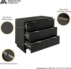 Manhattan Comfort Granville 2 Piece Modern Bedroom Dresser Set, Includes Standard Drawer Storage and Nightstand with Solid Wood Vertical Ribbed Design and Gold Accents, Dark Grey