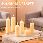 Ivory Pillar Candles Bulk Set of 18，3 Different Lengths 2 x 3/6/8 Inch (6 Each)，Hurricane Candles，Dripless Unscented Smokeless，Gives You a Better Atmosphere When Organizing an Event Party.