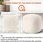 Pouf Ottoman Foot Rest, Comfortable & Soft, Round Footstool for Living Room, Bedroom, Office, Room Decoration, Corduroy Foot Stool Pouf with Odorless & Anti-Clump Filling, Large Beige