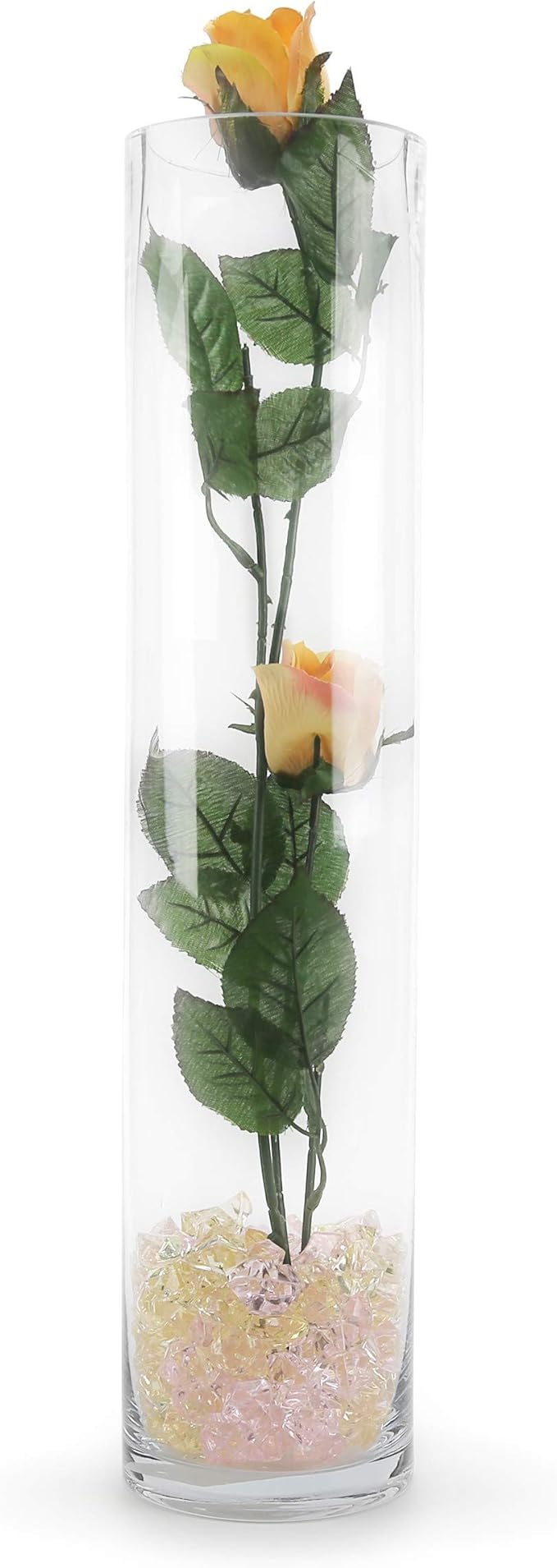 WGVI Quality Thick Weighted Tall Clear Cylinder Glass Vases, 4" W x 18" H, Flower Arrangement Floating Candle Holders Wedding Centerpieces Event Floral Container Artistic Display Home Decor, 1 Piece