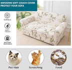 KRFOONN 3 Piece Printed Couch Cover for 2 Cushion Couch Stretch Sofa Loveseat Slipcover with 2 Separate Seat Cushion Covers Furniture Protector with Elastic Bottom for Living Room (Loveseat, 50)