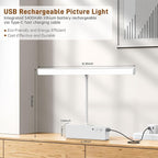 Picture Light, 15.35inch Wireless Picture Lights for Wall Rechargeable, Battery Lights for Pictures on Wall, 3 Color Art Lighting for Paintings with Timer and Dimmable Artwork Display (White-2PCS)