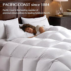 Pacific Coast Bed Pillow, Hotel Goose Feather and Down Pillow for Sleeping, 3-Chamber Pillow with High Thread Count 100% Cotton Shell, Queen Size