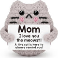 Mothers Day Birthday Gifts for Mom Grandma Godmom Positive Cat Crochet for Mom Grandma Aunt Godmother, Emotional Support Crochet Small Birthday Gifts