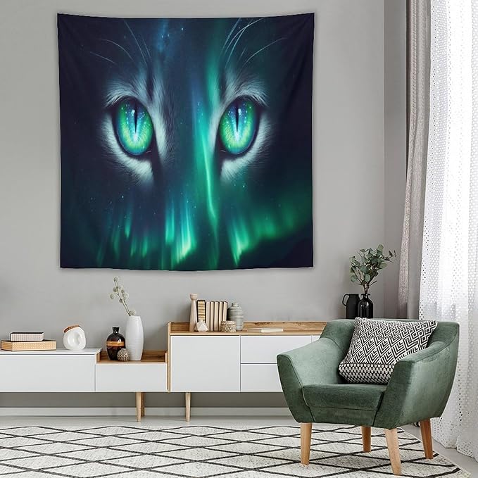 VUMIVI Cat Eye Galaxy Tapestry Mystical Northern Lights Starry Sky Abstract Aurora Art Magical Fantasy Decor Tapestry Wall Hanging for Living Room Bedroom Dorm Classroom Aesthetic Decor W60xL60in