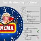 SPUNKER Wall Clock,Cinema Theme Wall Clocks,Movie Time Popcorn Battery Operated Wall Clock Silent Non-Ticking Decorative for Home Kitchen Bathroom Living Room Bedroom Office 10 Inch