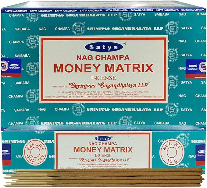 Money Matrix Incense Sticks and Incense Stick Holder Bundle Insence Insense Satya Incense