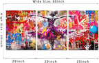 Novatique Banksy Wall Art Graffiti Canvas Wall Art Abstract Street Painting Print Pop Art Wall Decor Modern Graffiti Art Print for Living Room Bedroom,20" x 28" x 3pcs