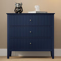 Large Blue 3-Drawer Dresser, 30 Inch Tall Painted Wood Nightstand with Storage, Wide Modern Chest of Drawers with Ball Bearing Slide for Bedroom Hallway Living Room Entryway Office