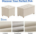 BRIAN & DANY 30 Inches Folding Storage Ottoman Bench, Ottoman with Storage Bench for Bedroom, Living Room, Entryway, Foot Rest with Legs, Beige