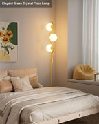 60IN Dimmable Gold Standing Lamps, Ice Crystal Modern Floor Lamp with 3000K G9 Bulbs Included, Mid Century Vintage Globe Floor Lamp for Living Room