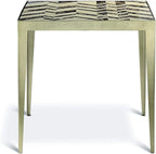 Nikki Side Table – Modern Luxury Mosaic Stone Top with Bright Brass Base, Commercial Grade Quality End Table - 20" H x 20" L x 20" W