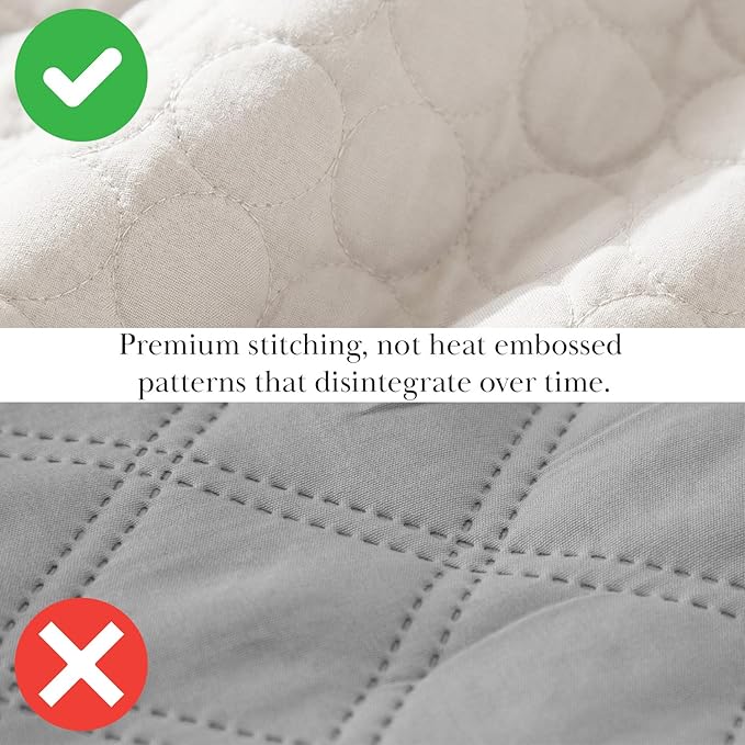 Southshore Fine Living, Inc. Quilted Summer Comforter, King Size Quilt Bedding Set with 2 Pillow Shams, Geometric Circle Design, Lightweight Bedspread, California/King Size Coverlet, Comfy Soft, Bone