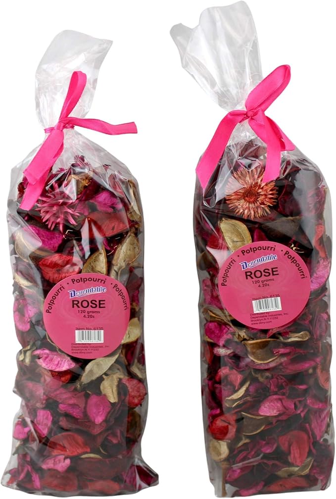 Rose Scented Potpourri Bags – 2 Large Packs, 8.4 oz Total – Dried Petals & Botanicals for Bowls & Vases – Long-Lasting Aroma for Home Décor, Office, Bathroom, Gift Use