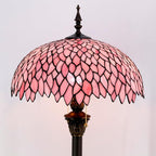 WERFACTORY Tiffany Floor Lamp Pink Wisteria Stained Glass Standing Reading Light 16X16X64 Inches Antique Style Pole Corner Lamp Decor Bedroom Living Room Home Office S523P Series