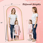 Full Length Mirror, 64" x 21" Arched Full Body Mirror Large Standing Floor Mirrors, Mirrors for Bedroom, Bathroom, Living Room Standing or Wall Leaning, Gold