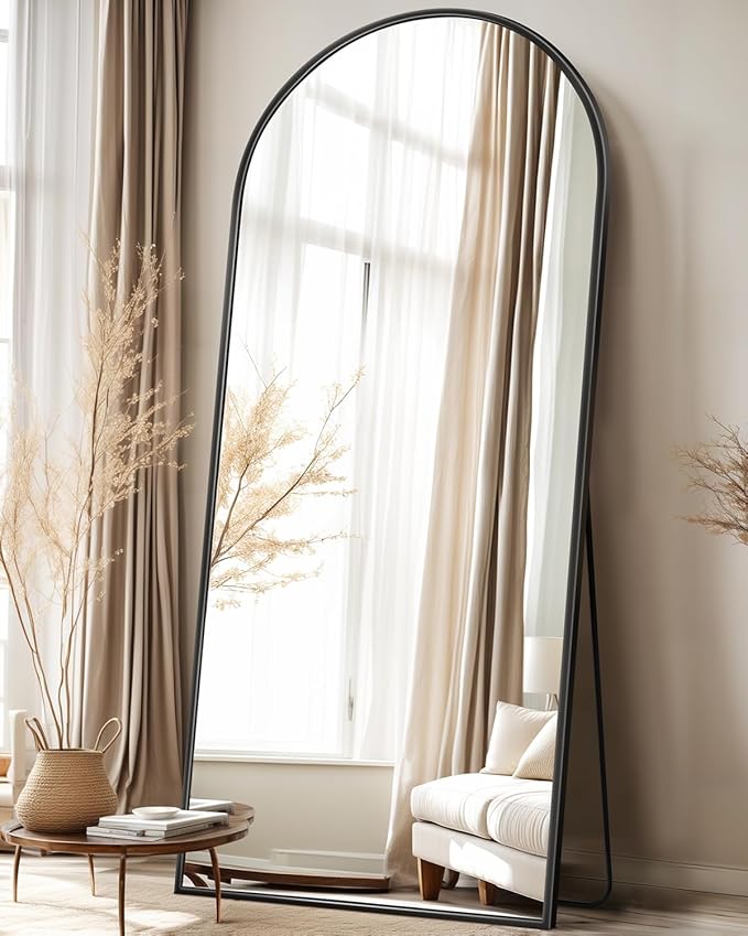 Suidia Arched Full Length Mirror, 76"x34" Floor Mirror Freestanding, Floor Standing Full Body Mirror with Stand for Bedroom, Hanging Leaning Mounted for Living Room Cloakroom, Black