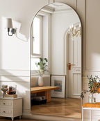 GLSLAND-34 x76 Arched Full Length Mirror-Oversize Floor Mirror Aluminum Alloy Frame High Definition-Full Body Mirror for Bedroom or Living Room,Silver