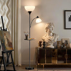Luvkczc 72" Floor Lamp with Table, Adjustable Reading Lights, Modern Torchiere Floor Lamps for Living Room, Bedroom, Office,Black【Bulb not Included】