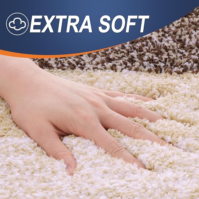 OLANLY Bathroom Rug Set 2 Piece, Soft Absorbent Microfiber Bath Rug Set, Non-Slip, Machine Wash Dry, Plush Shaggy Bath Mats for Bathroom (30"x20"+24"x16", Brown)