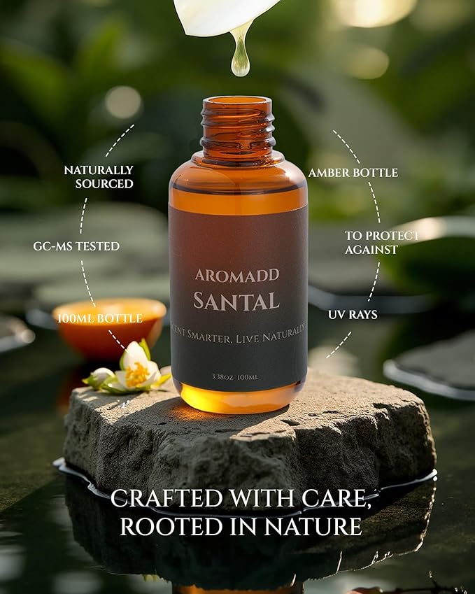 Aromadd Santal Diffuser Oil Inspired by Luxury Hotel Scent, Essential Oils for Waterless Diffuser, Warm Sandalwood & Amber Aroma, Long-Lasting & Natural Home Fragrance - 3.38 fl oz (100 mL)